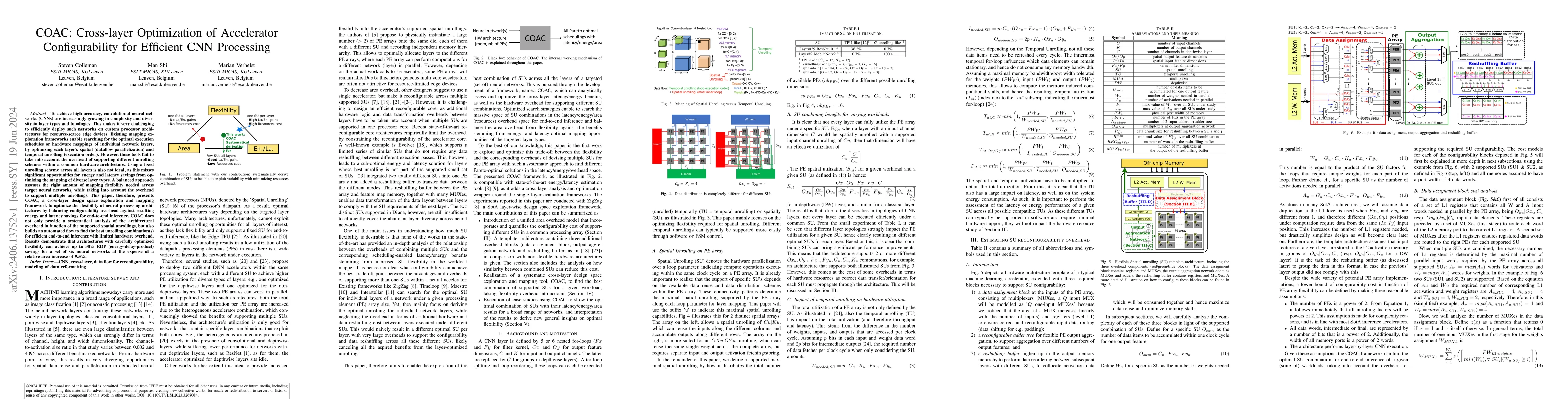 Thumbnail for COAC: Cross-layer Optimization of Accelerator Configurability for
  Efficient CNN Processing