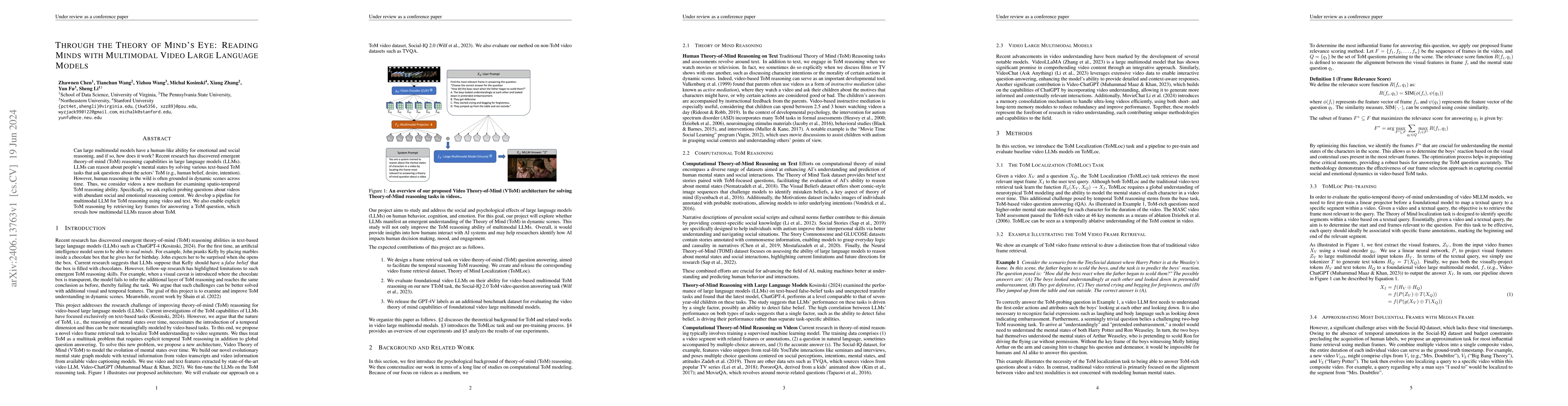 Thumbnail for Through the Theory of Mind's Eye: Reading Minds with Multimodal Video
  Large Language Models