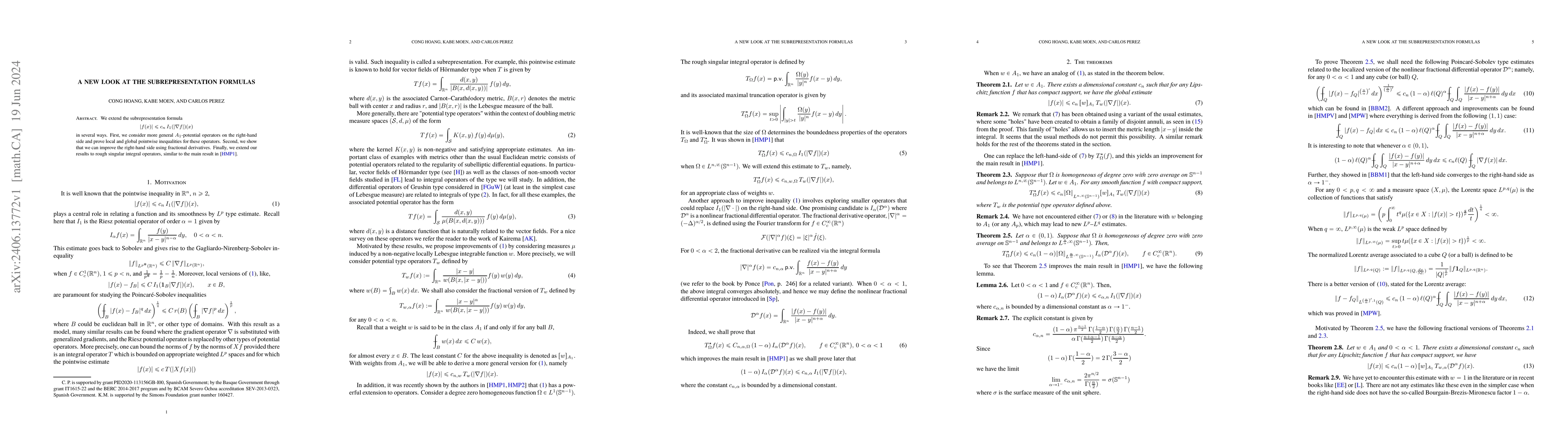 Thumbnail for A new look at subrepresentation formulas
