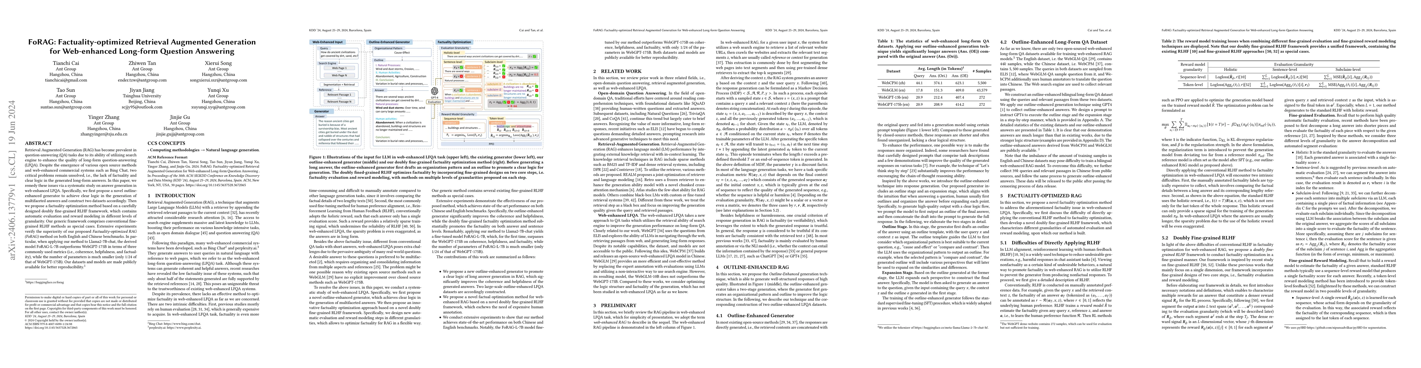 Thumbnail for FoRAG: Factuality-optimized Retrieval Augmented Generation for
  Web-enhanced Long-form Question Answering
