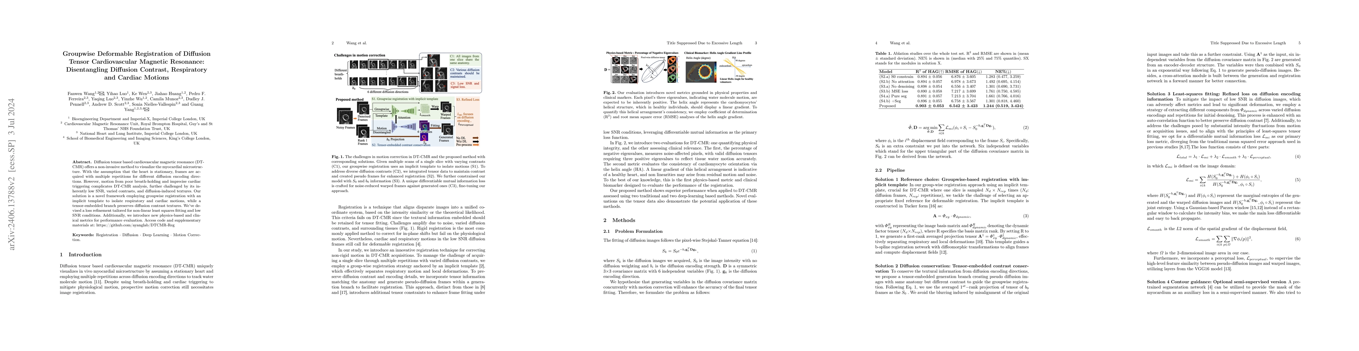 Thumbnail for Groupwise Deformable Registration of Diffusion Tensor Cardiovascular
  Magnetic Resonance: Disentangling Diffusion Contrast, Respiratory and Cardiac
  Motions