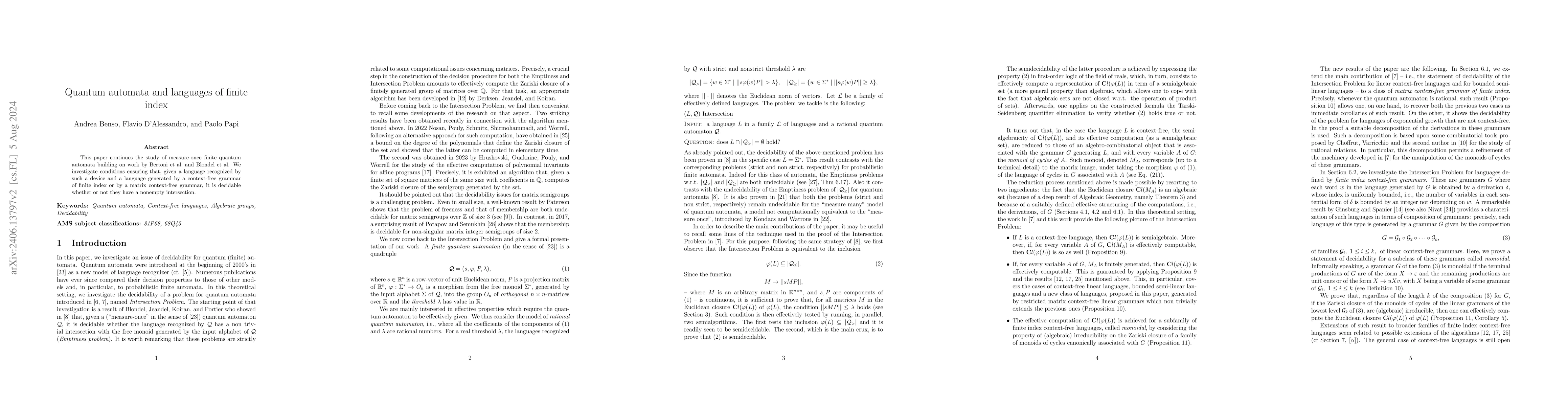 Thumbnail for Quantum automata and languages of finite index