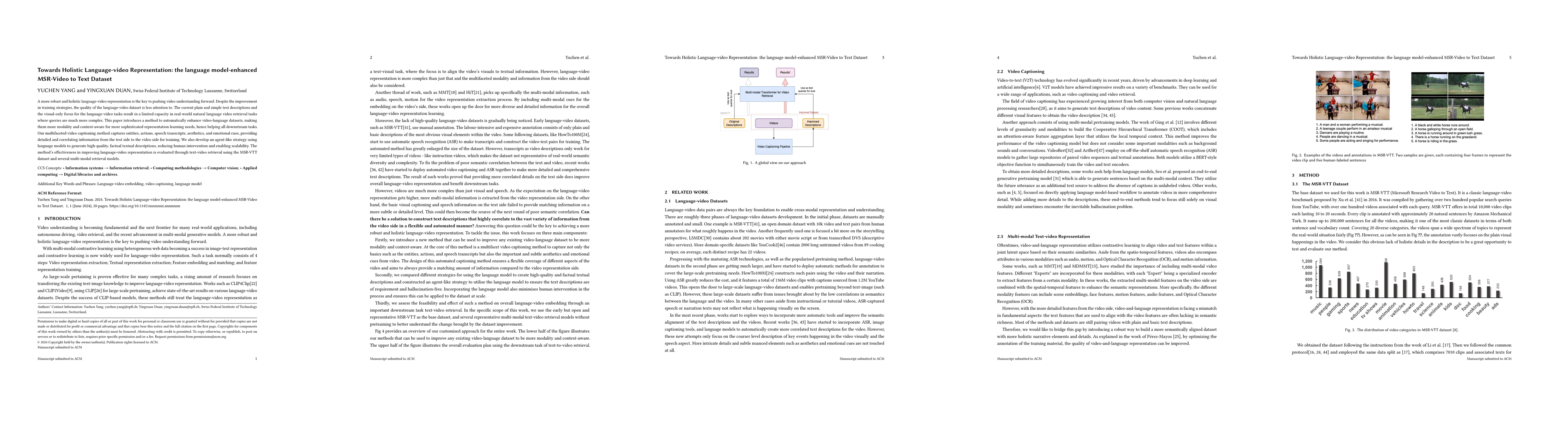 Thumbnail for Towards Holistic Language-video Representation: the language
  model-enhanced MSR-Video to Text Dataset