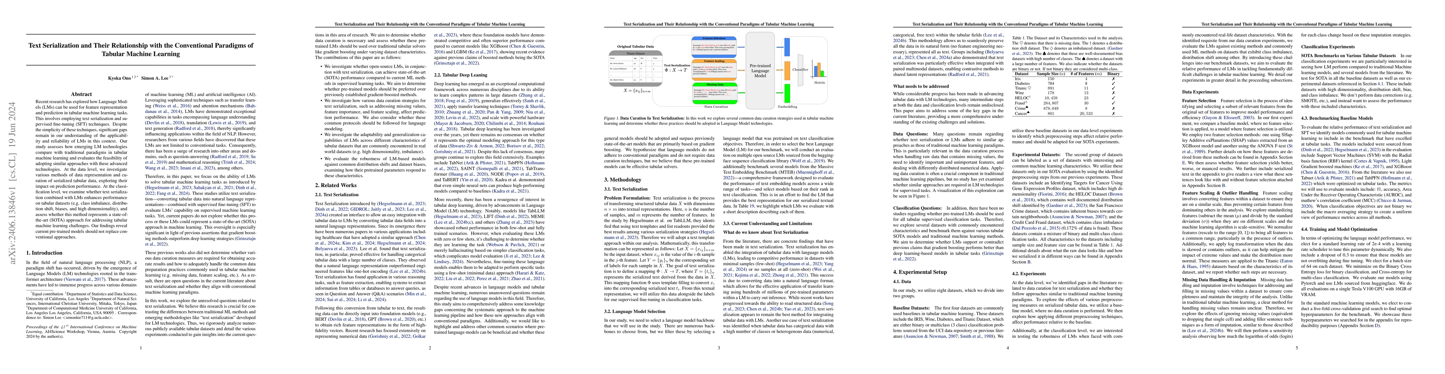 Thumbnail for Text Serialization and Their Relationship with the Conventional
  Paradigms of Tabular Machine Learning
