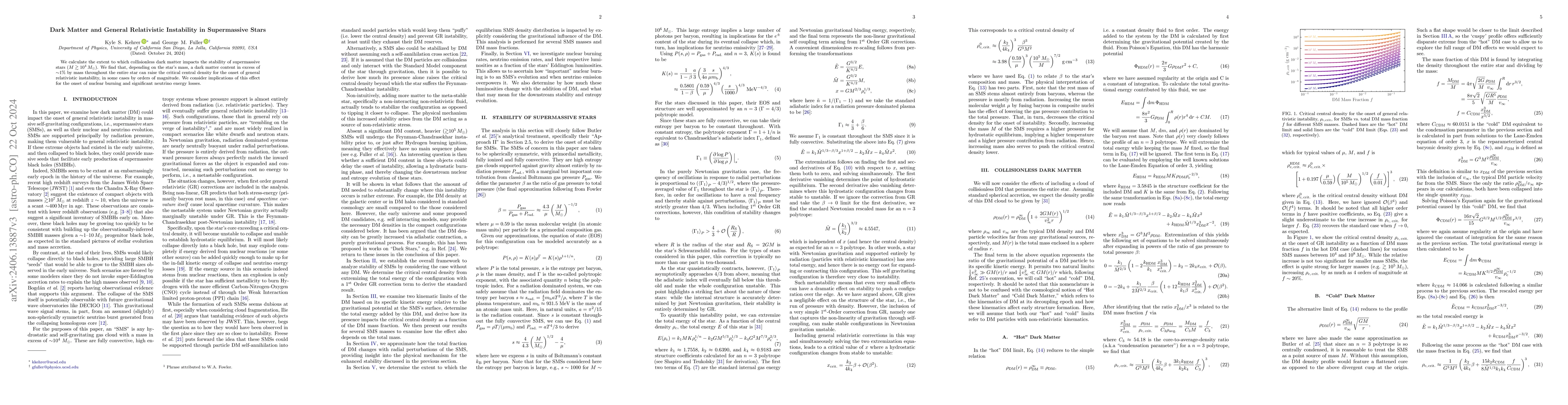 Thumbnail for Dark Matter and General Relativistic Instability in Supermassive Stars