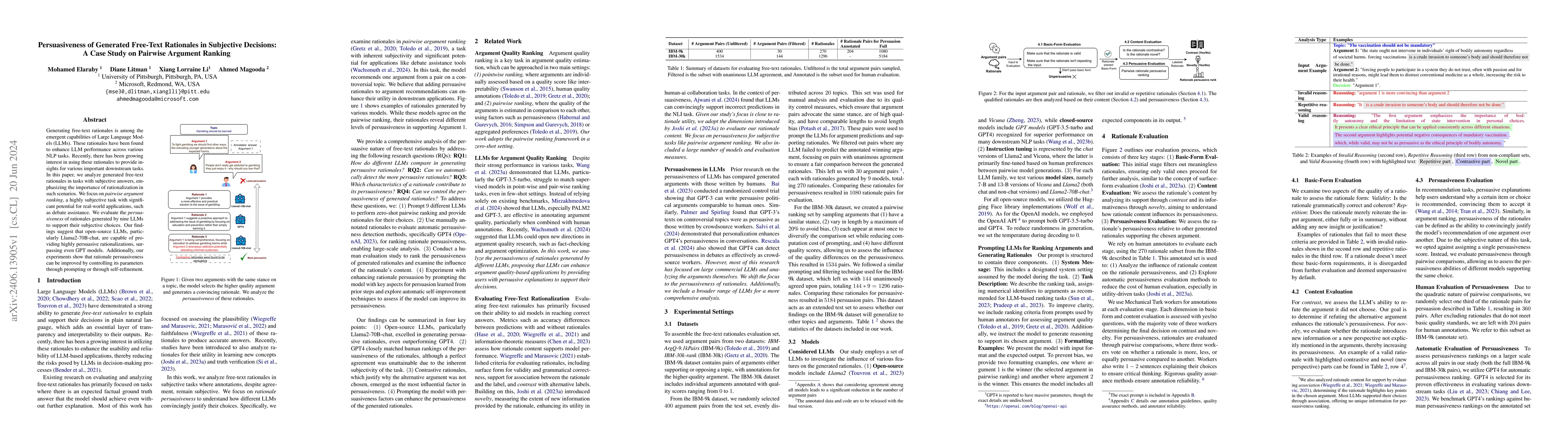 Thumbnail for Persuasiveness of Generated Free-Text Rationales in Subjective
  Decisions: A Case Study on Pairwise Argument Ranking