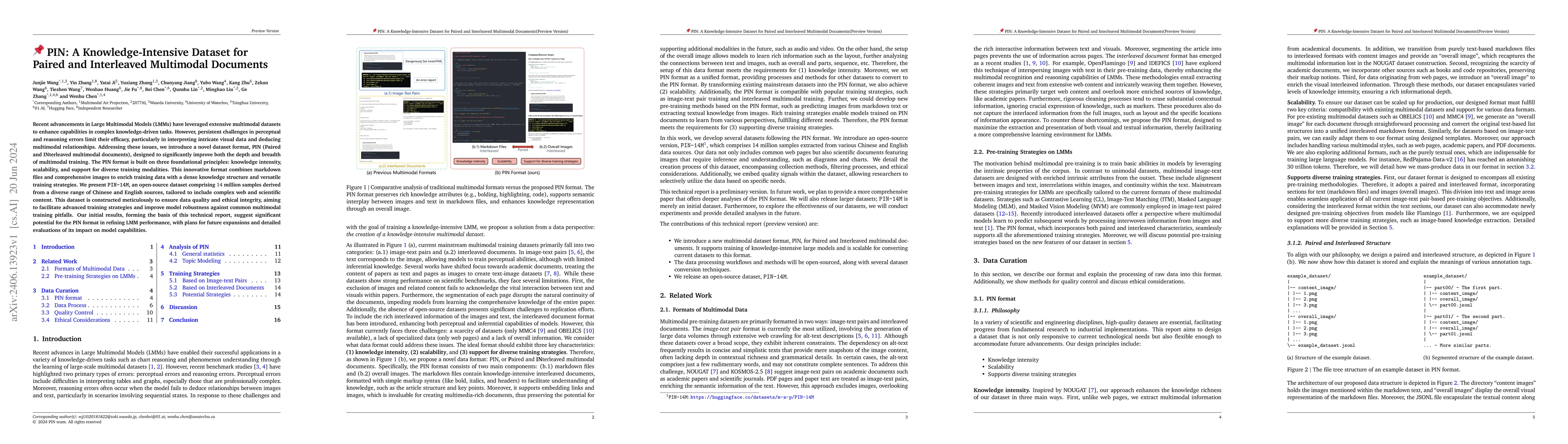 Thumbnail for PIN: A Knowledge-Intensive Dataset for Paired and Interleaved Multimodal
  Documents