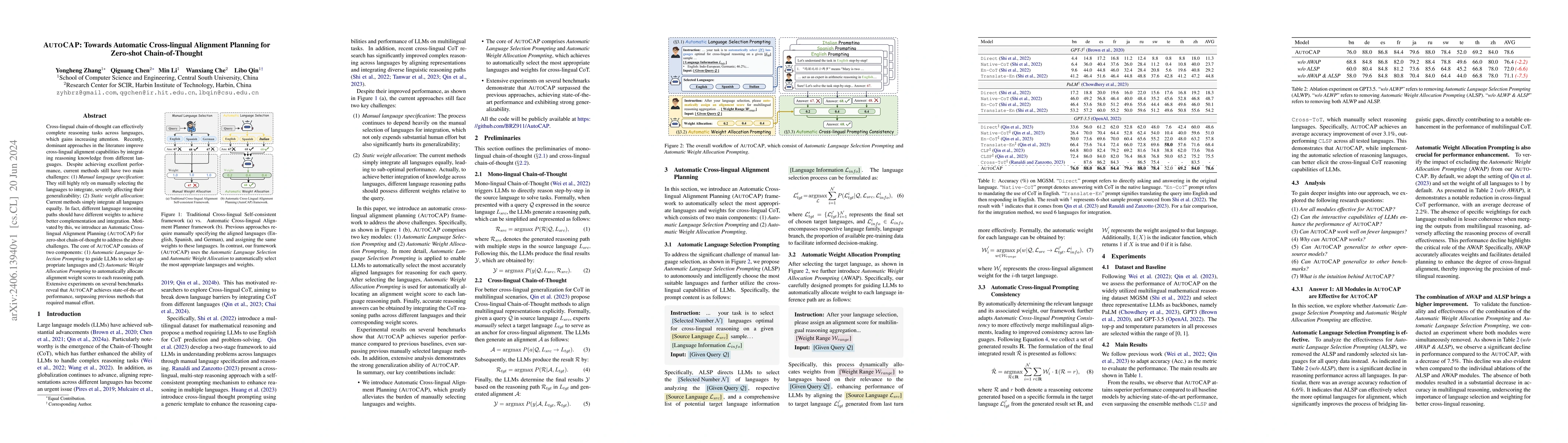 Thumbnail for AutoCAP: Towards Automatic Cross-lingual Alignment Planning for
  Zero-shot Chain-of-Thought