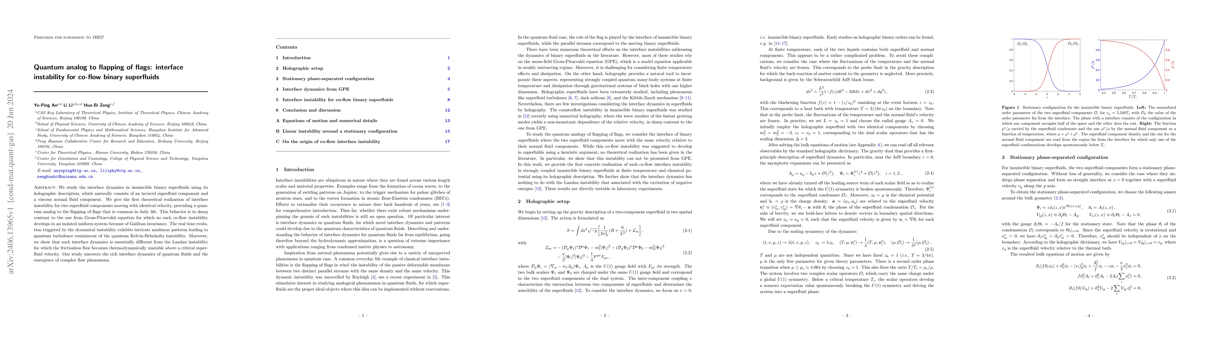 Thumbnail for Quantum analog to flapping of flags: interface instability for co-flow
  binary superfluids