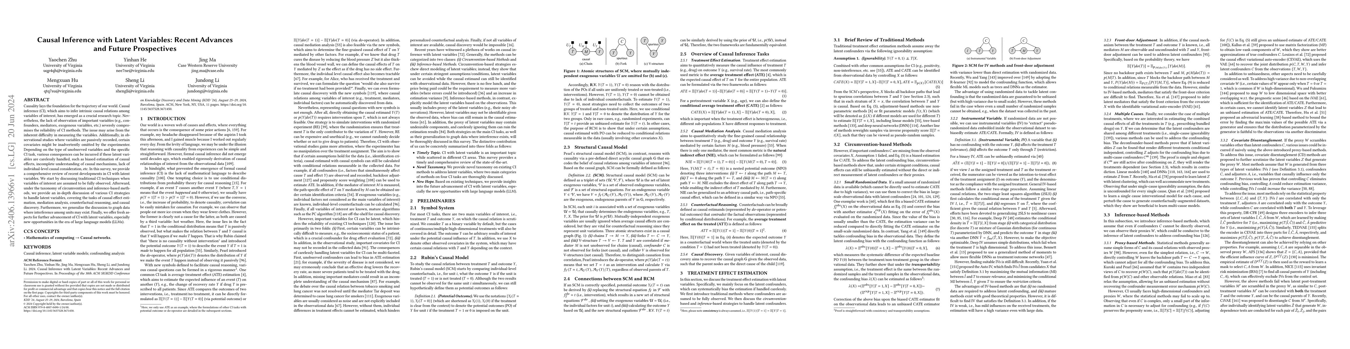 Thumbnail for Causal Inference with Latent Variables: Recent Advances and Future
  Prospectives