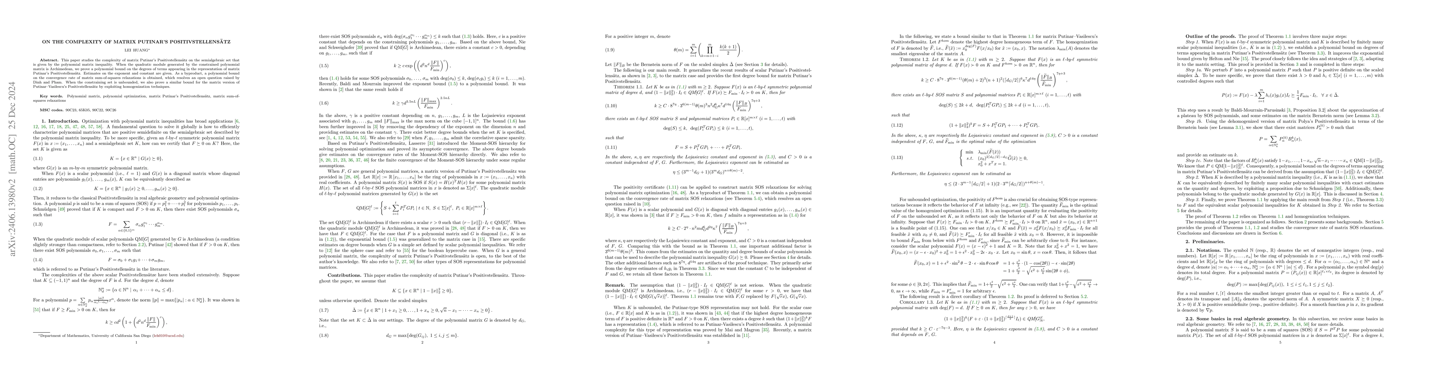 Thumbnail for On the complexity of matrix Putinar's Positivstellensatz