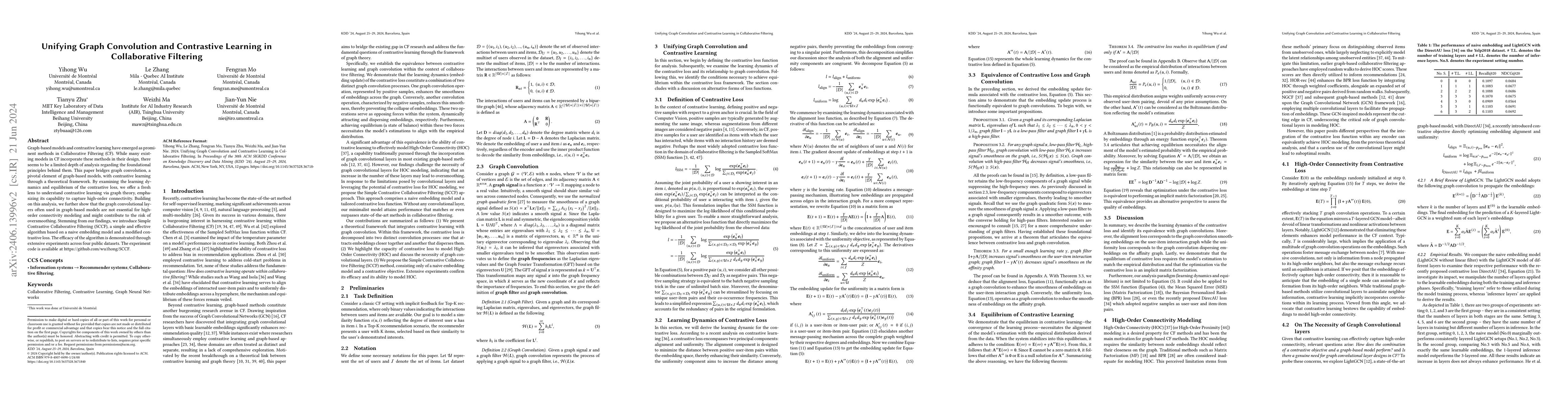 Thumbnail for Unifying Graph Convolution and Contrastive Learning in Collaborative
  Filtering