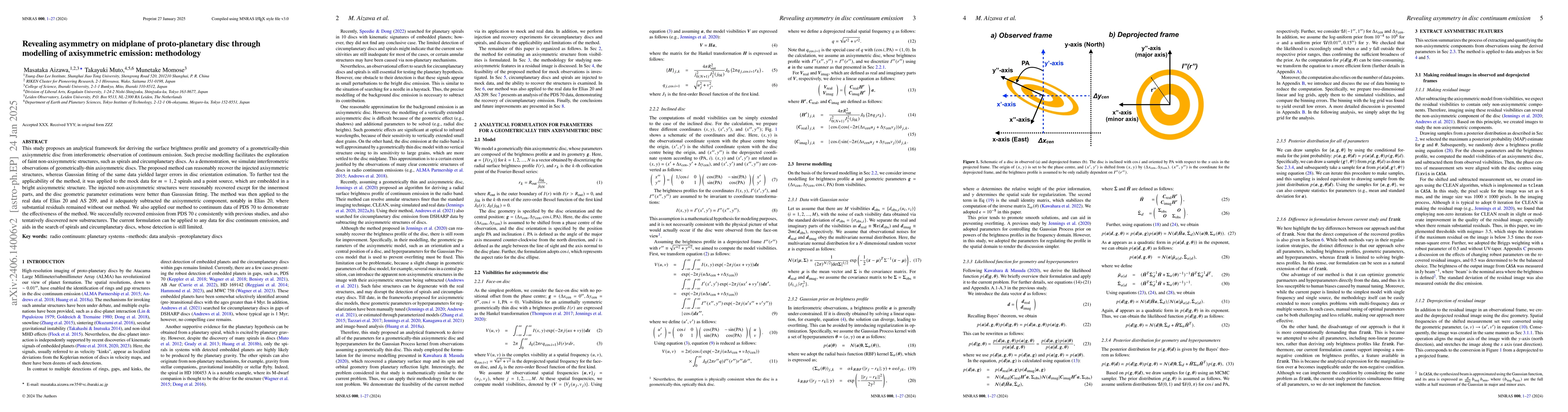 Thumbnail for Revealing asymmetry on midplane of proto-planetary disc through
  modelling of axisymmetric emission: methodology