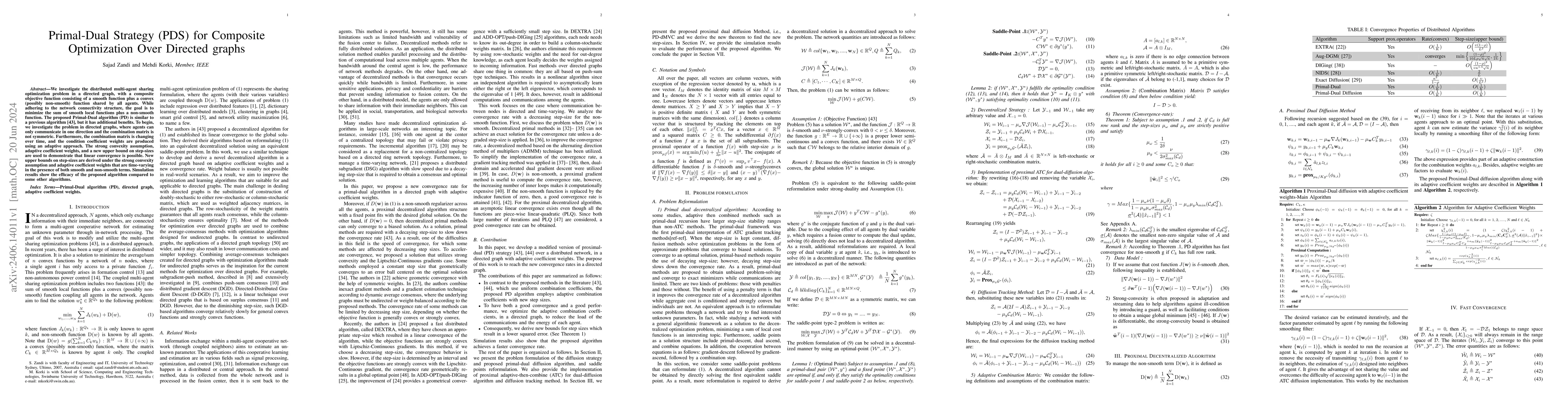 Thumbnail for Primal-Dual Strategy (PDS) for Composite Optimization Over Directed
  graphs