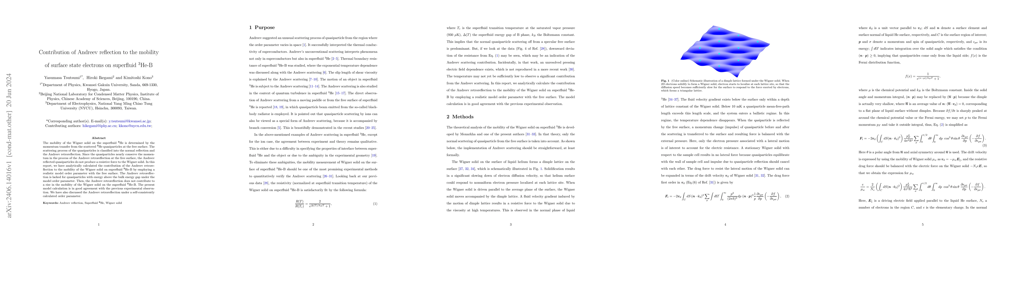 Thumbnail for Contribution of Andreev reflection to the mobility of surface state
  electrons on superfluid $^3$He-B