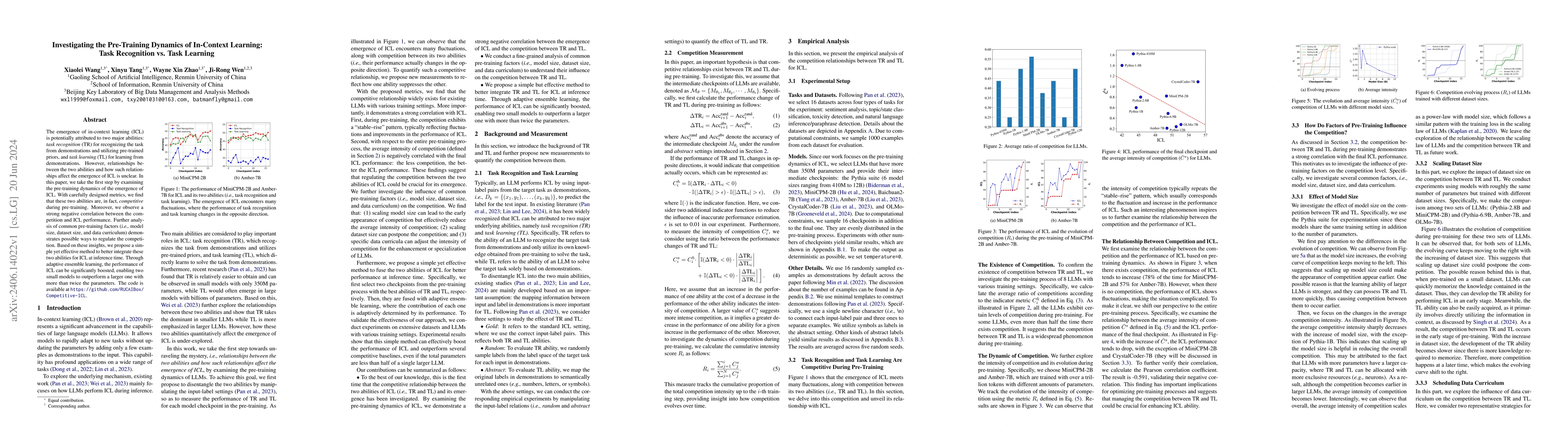 Thumbnail for Investigating the Pre-Training Dynamics of In-Context Learning: Task
  Recognition vs. Task Learning