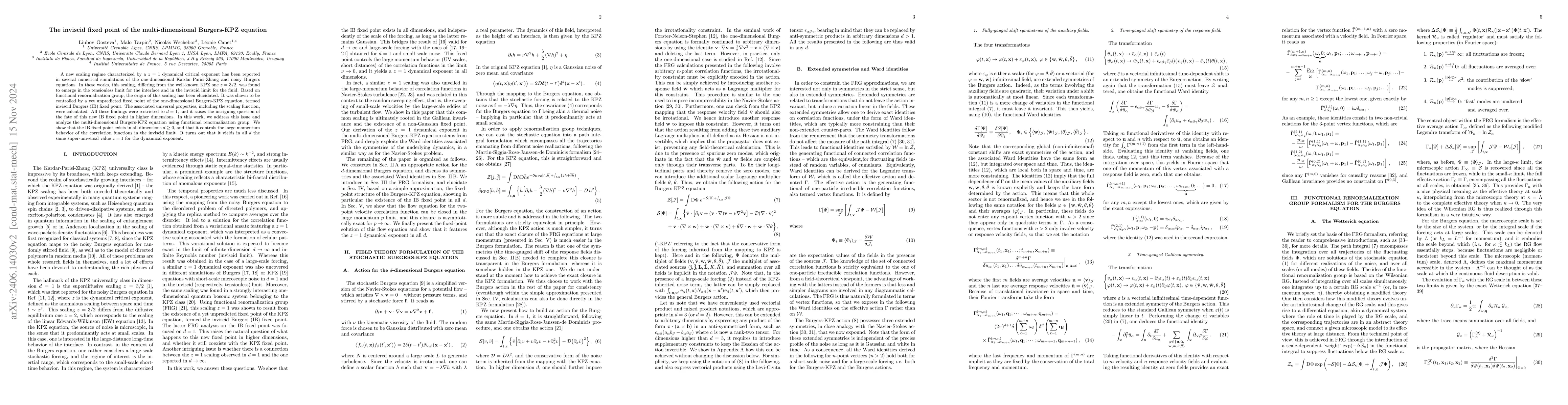 Thumbnail for The inviscid fixed point of the multi-dimensional Burgers-KPZ equation