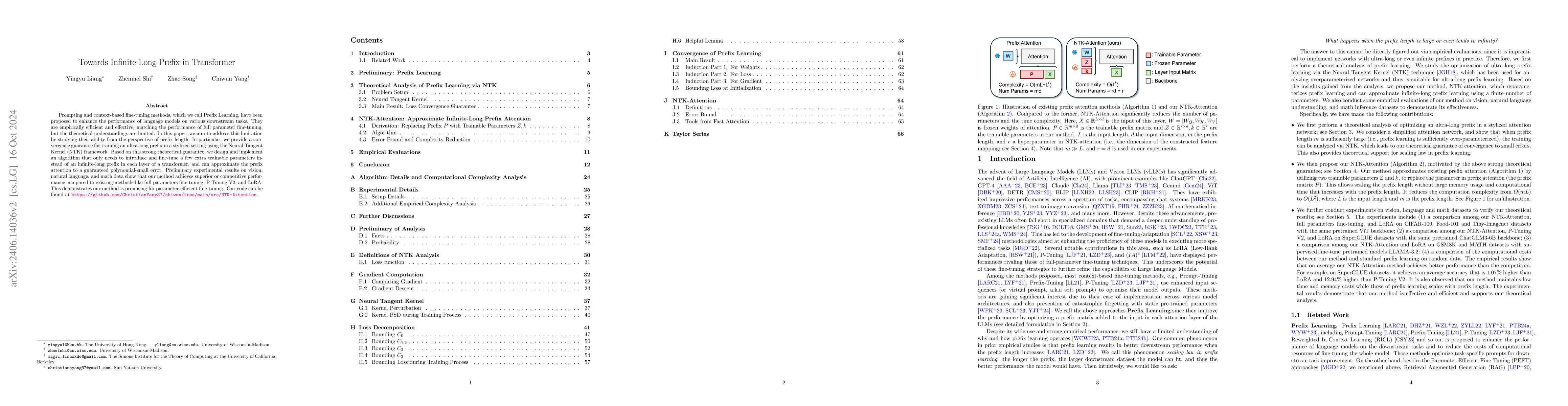 Thumbnail for Toward Infinite-Long Prefix in Transformer