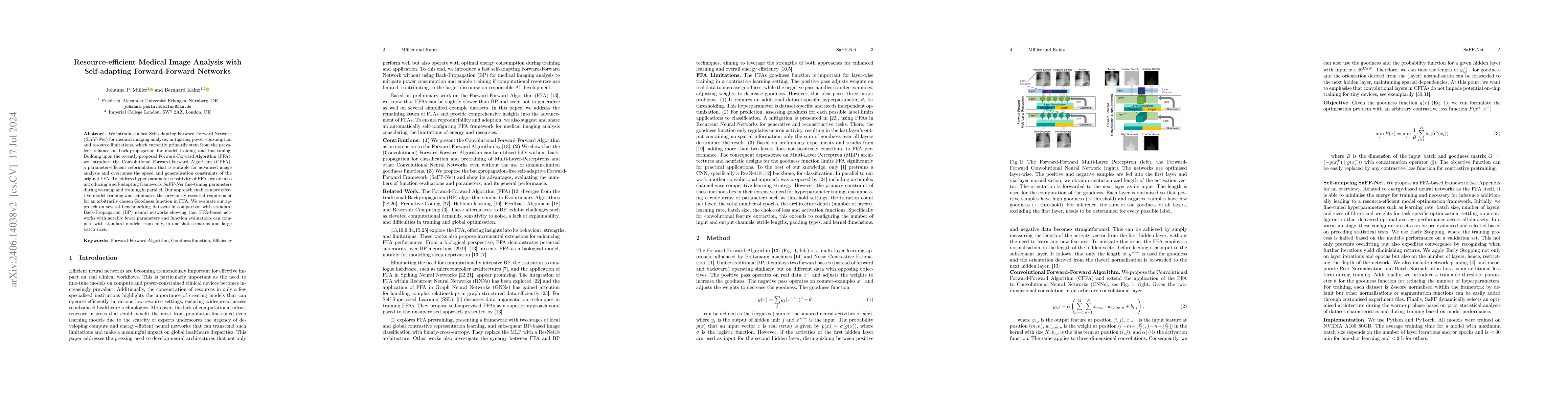 Thumbnail for Resource-efficient Medical Image Analysis with Self-adapting
  Forward-Forward Networks