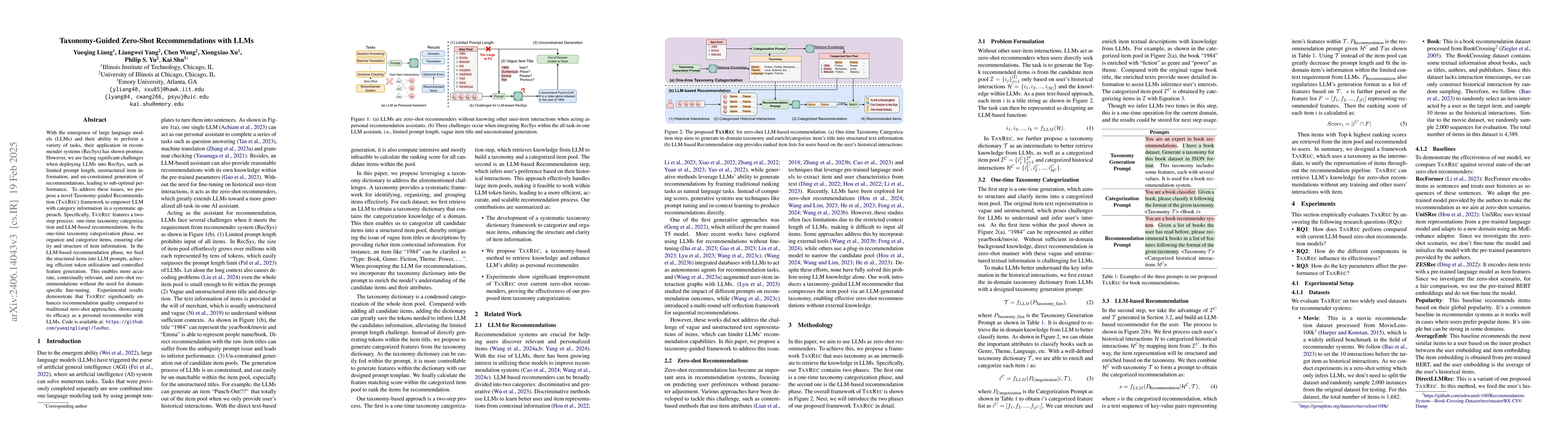 Thumbnail for Taxonomy-Guided Zero-Shot Recommendations with LLMs