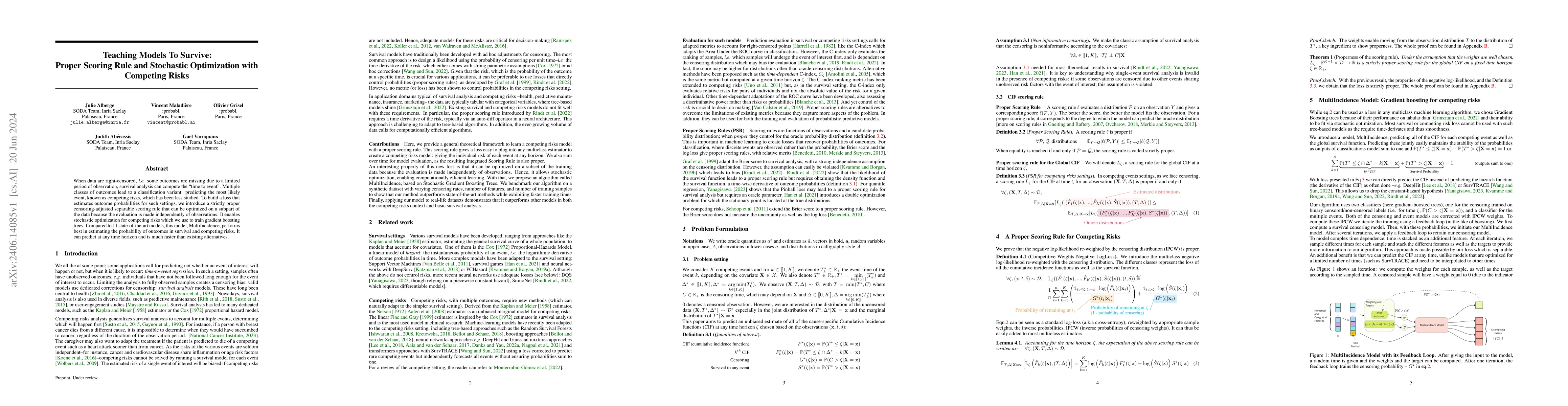 Thumbnail for Teaching Models To Survive: Proper Scoring Rule and Stochastic
  Optimization with Competing Risks