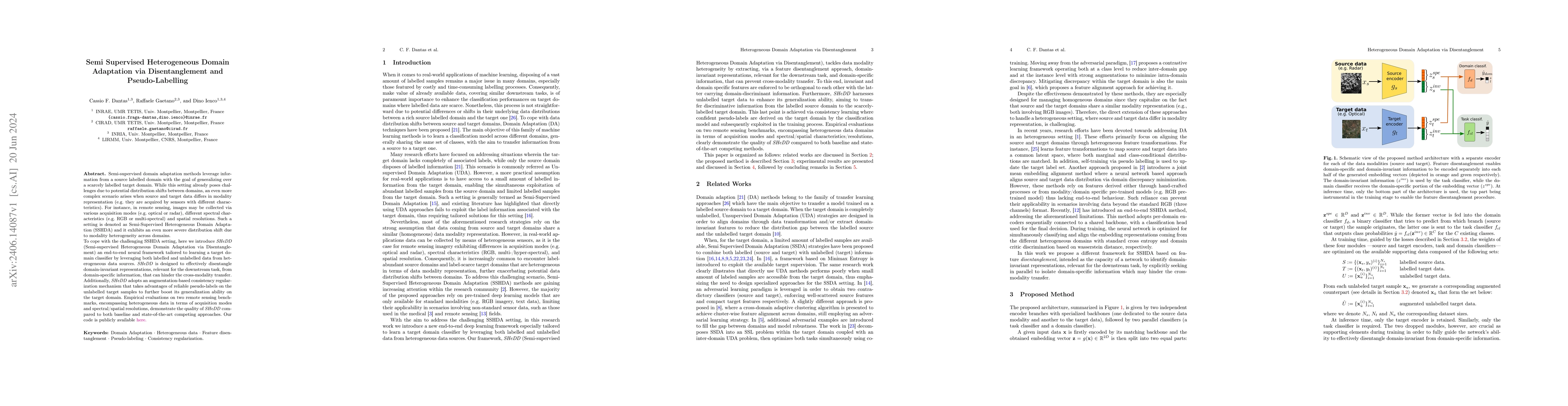 Thumbnail for Semi Supervised Heterogeneous Domain Adaptation via Disentanglement and
  Pseudo-Labelling