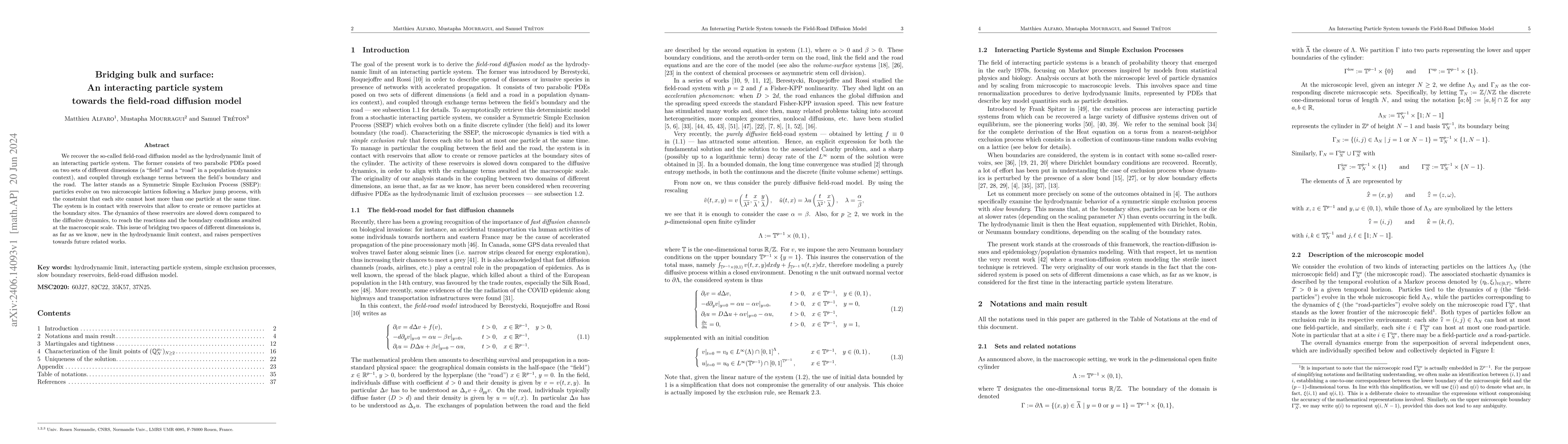 Thumbnail for Bridging bulk and surface: An interacting particle system towards the
  field-road diffusion model
