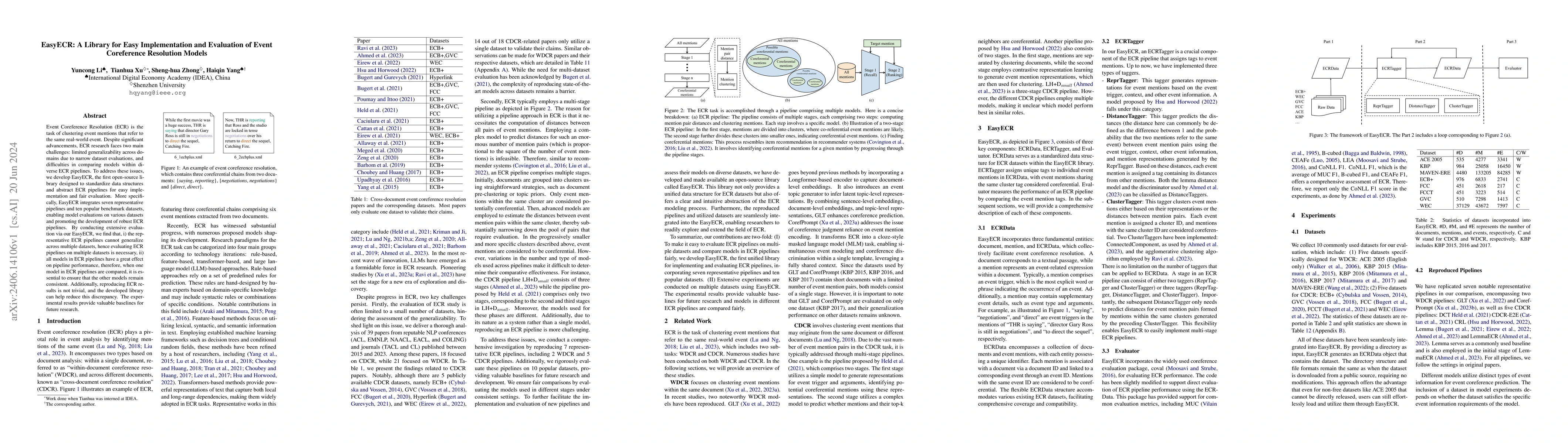 Thumbnail for EasyECR: A Library for Easy Implementation and Evaluation of Event
  Coreference Resolution Models