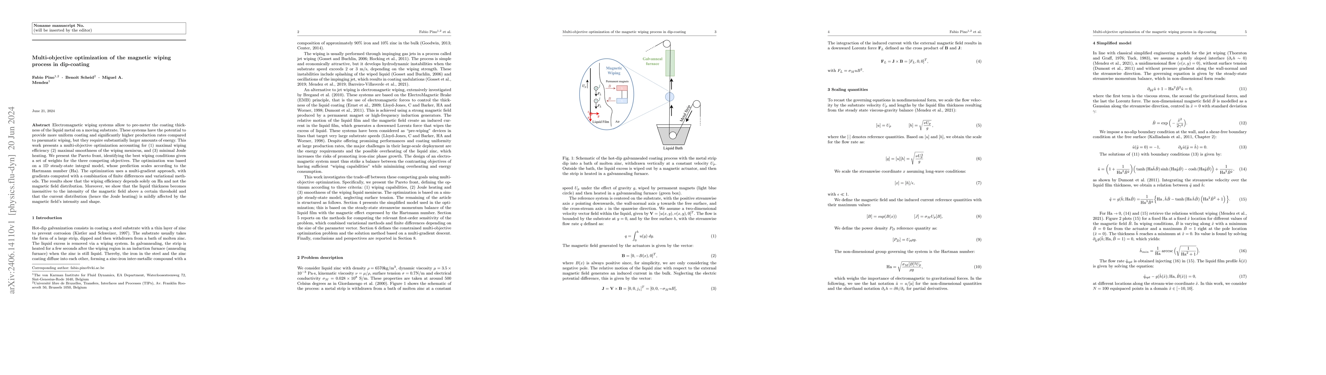 Thumbnail for Multi-objective optimization of the magnetic wiping process in
  dip-coating