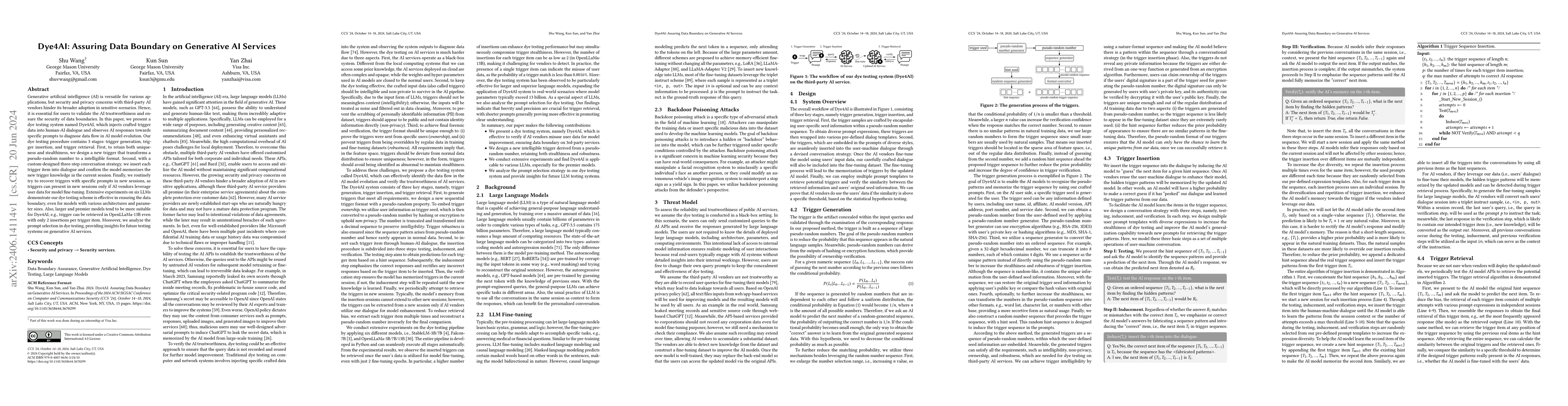 Thumbnail for Dye4AI: Assuring Data Boundary on Generative AI Services