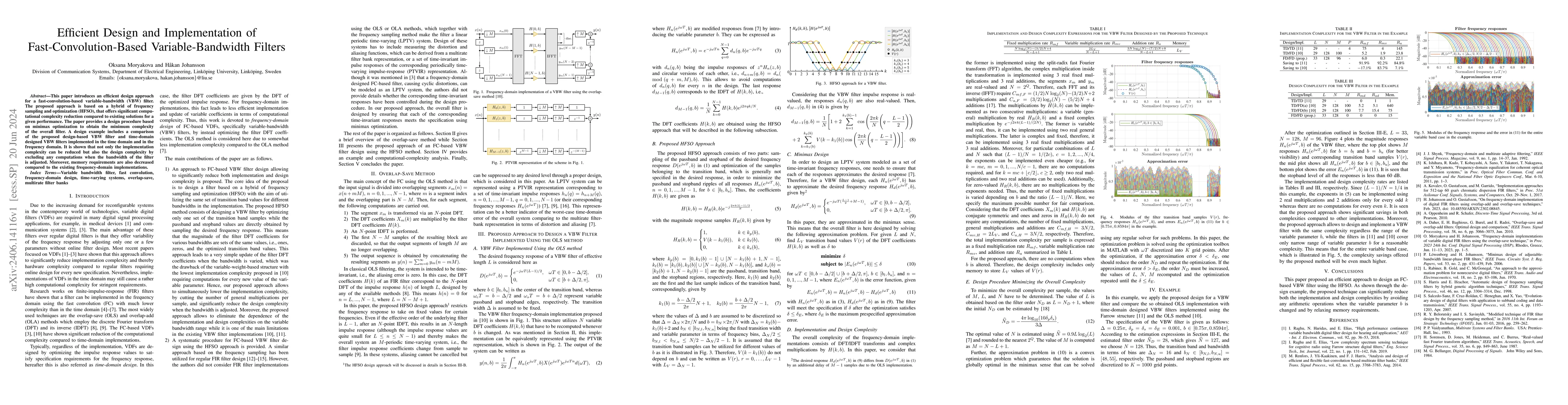 Thumbnail for Efficient Design and Implementation of Fast-Convolution-Based
  Variable-Bandwidth Filters