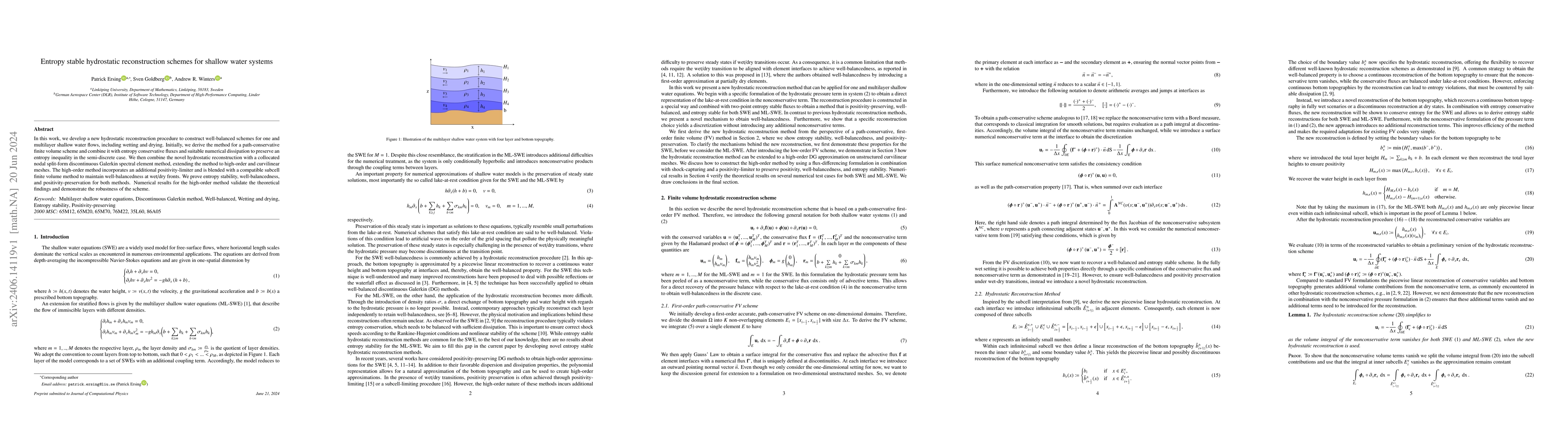 Thumbnail for Entropy stable hydrostatic reconstruction schemes for shallow water
  systems