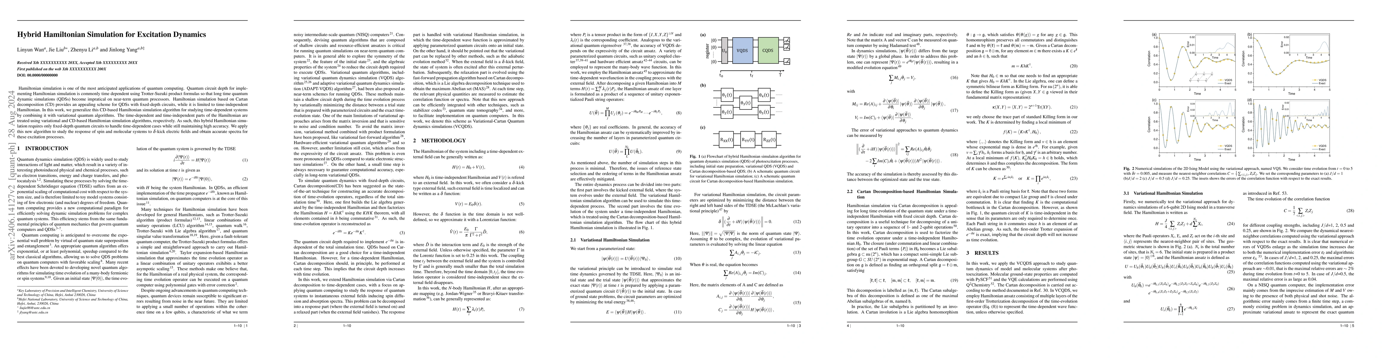 Thumbnail for Variational-Cartan Quantum Dynamics Simulations of Excitation Dynamics
