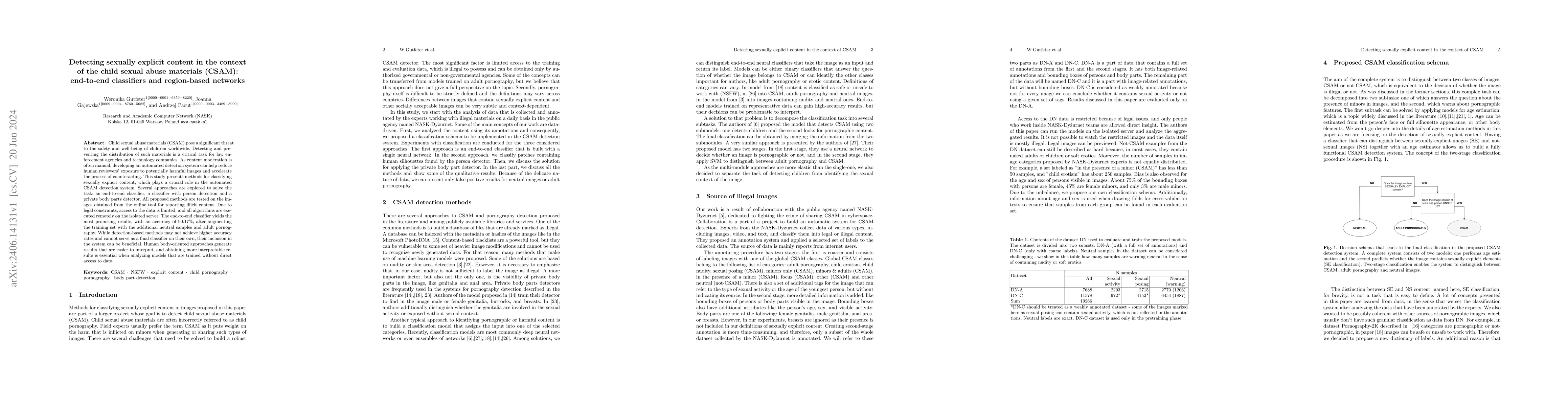 Thumbnail for Detecting sexually explicit content in the context of the child sexual
  abuse materials (CSAM): end-to-end classifiers and region-based networks