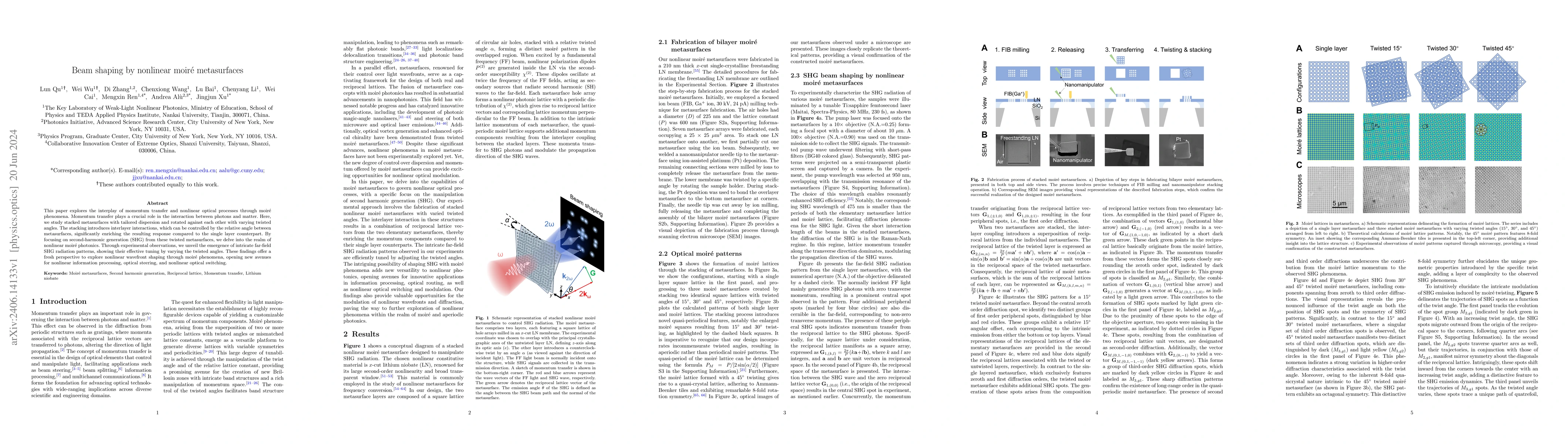 Thumbnail for Beam shaping by nonlinear moir\'e metasurfaces