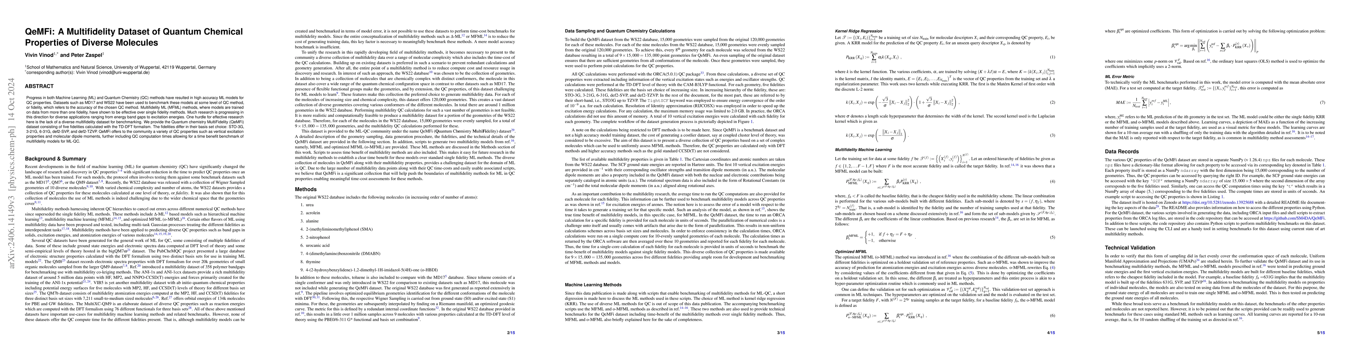 Thumbnail for CheMFi: A Multifidelity Dataset of Quantum Chemical Properties of
  Diverse Molecules