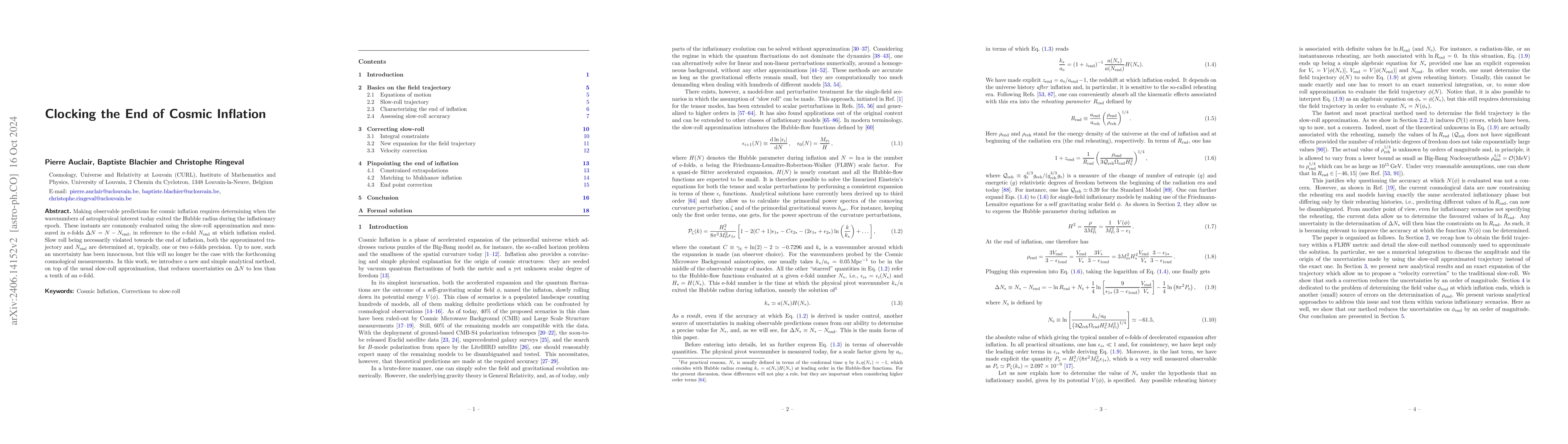 Thumbnail for Clocking the End of Cosmic Inflation