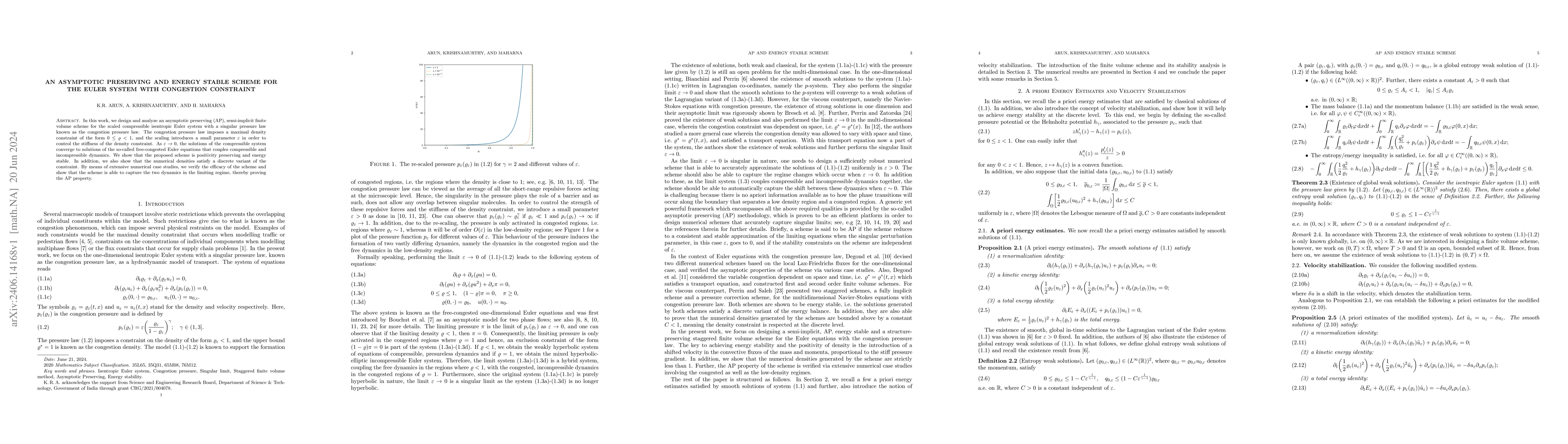 Thumbnail for An Asymptotic Preserving and Energy Stable Scheme for the Euler System
  with Congestion Constraint