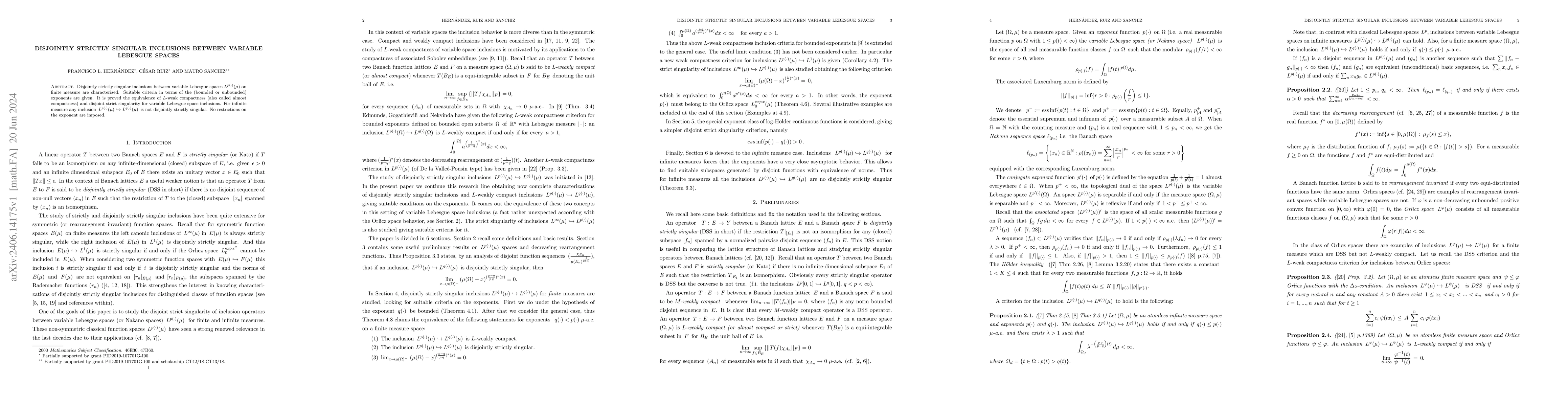 Thumbnail for Disjointly strictly singular inclusions between variable Lebesgue spaces