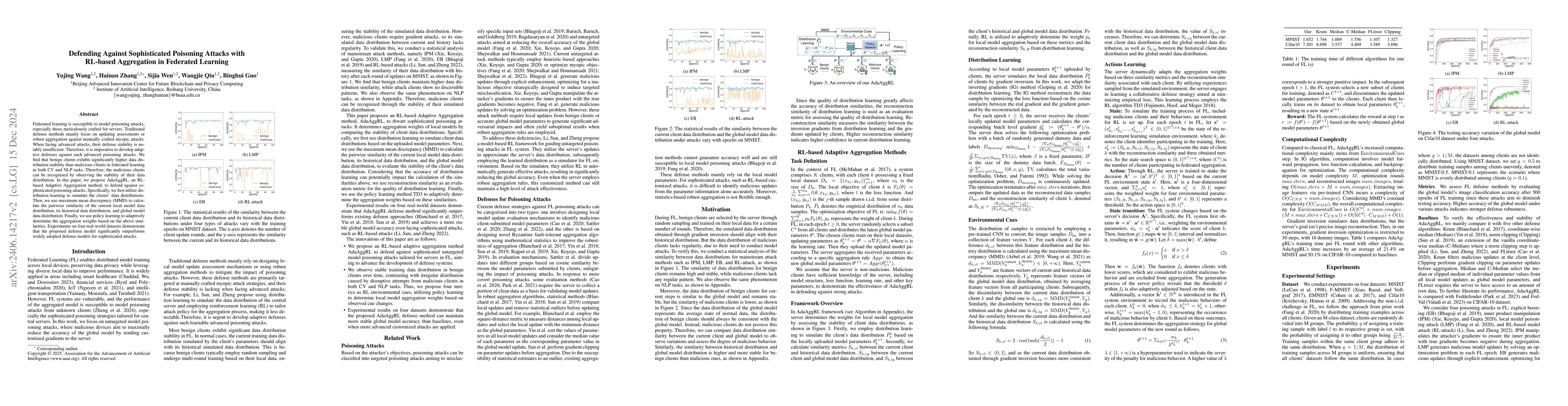 Thumbnail for Defending Against Sophisticated Poisoning Attacks with RL-based
  Aggregation in Federated Learning