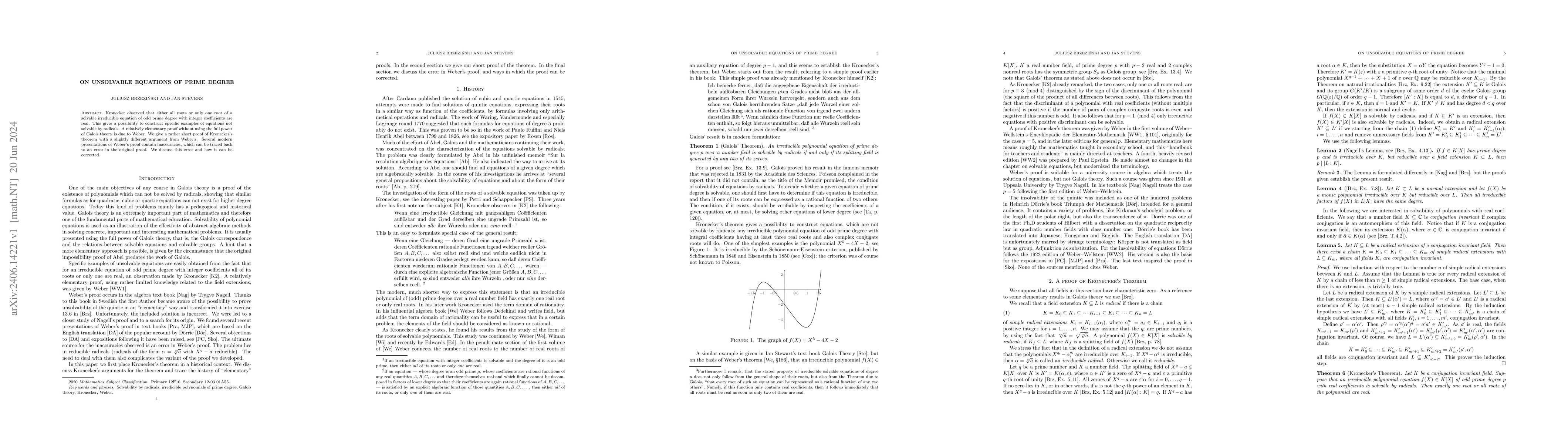 Thumbnail for On unsolvable equations of prime degree