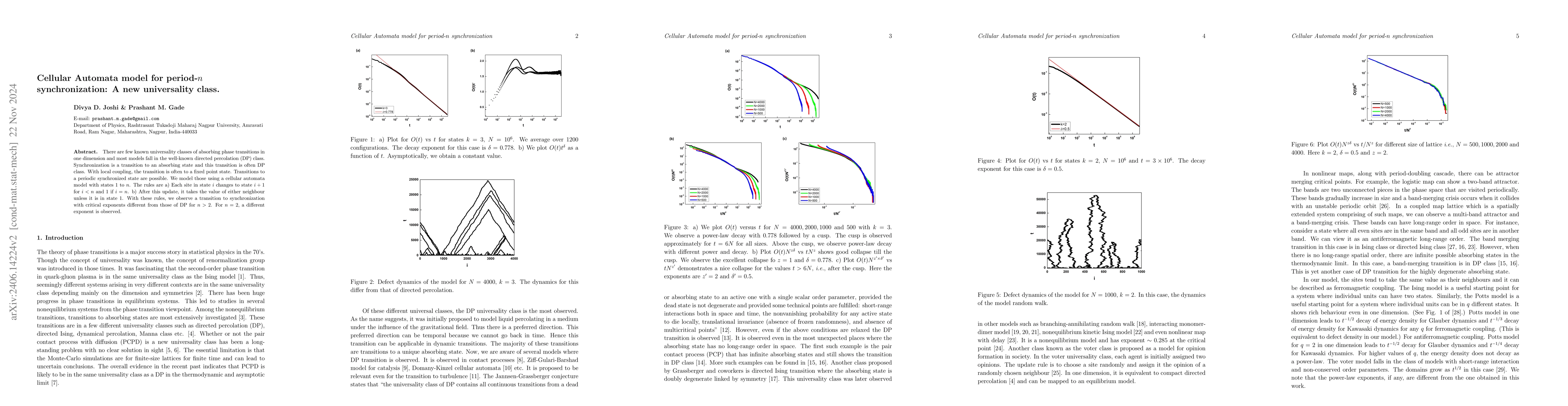 Thumbnail for Cellular Automata model for period-$n$ synchronization: A new
  universality class