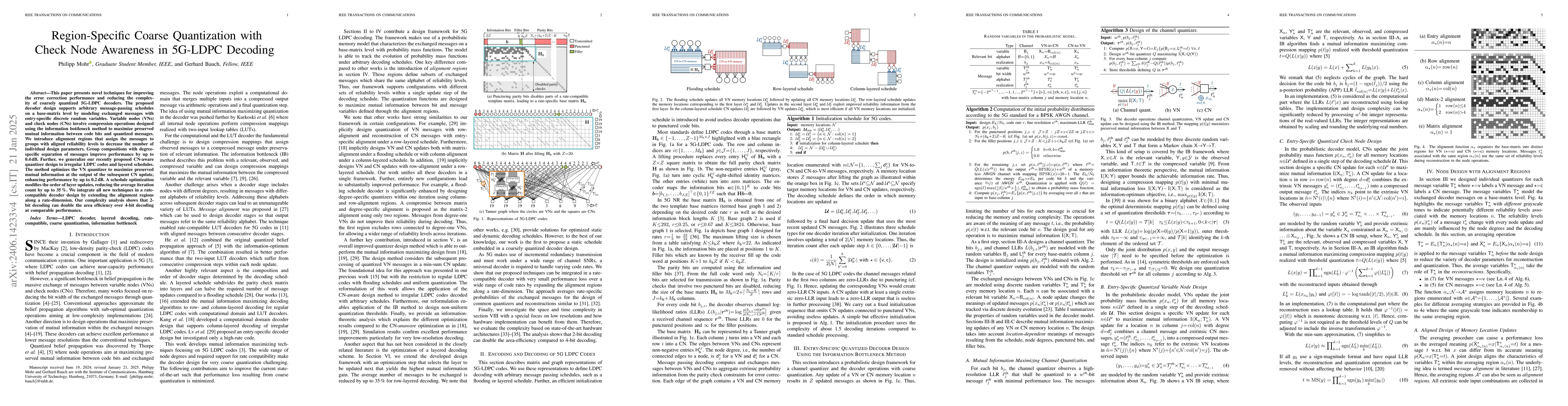 Thumbnail for Region-Specific Coarse Quantization with Check Node Awareness in 5G-LDPC
  Decoding