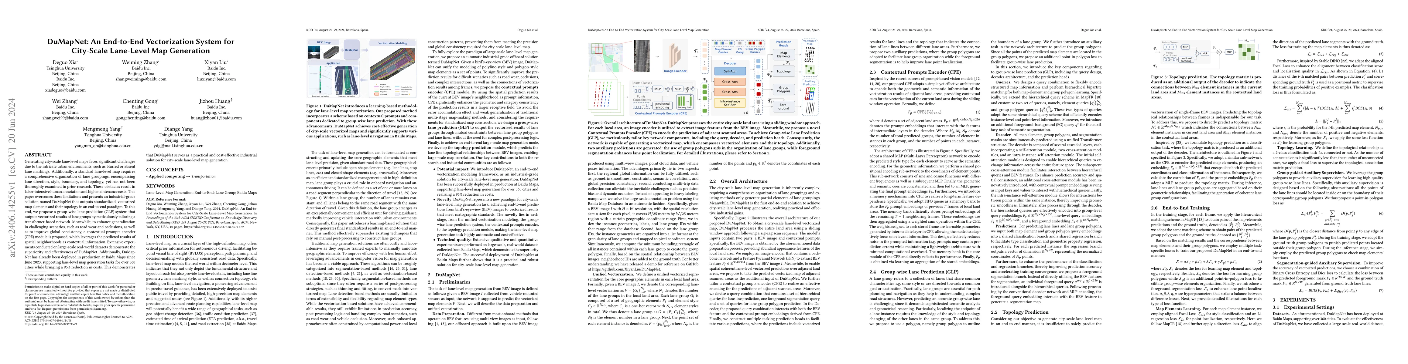 Thumbnail for DuMapNet: An End-to-End Vectorization System for City-Scale Lane-Level
  Map Generation