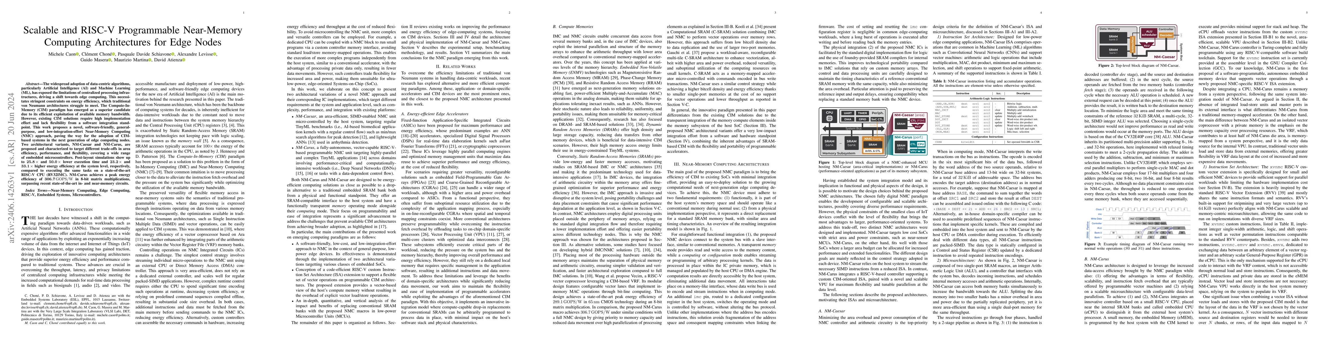 Thumbnail for Scalable and RISC-V Programmable Near-Memory Computing Architectures for
  Edge Nodes