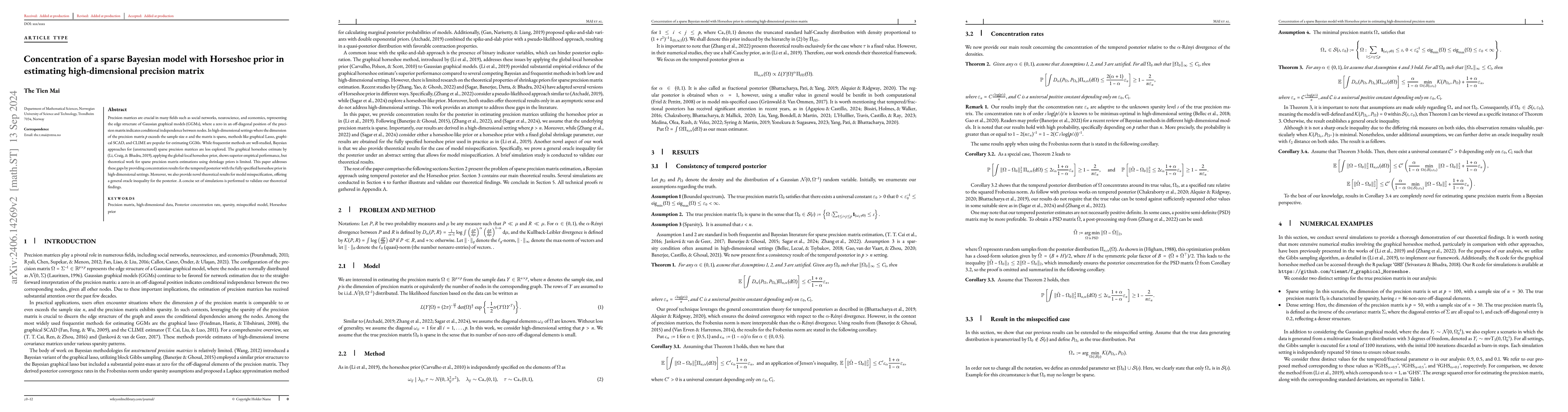 Thumbnail for Concentration of a sparse Bayesian model with Horseshoe prior in
  estimating high-dimensional precision matrix