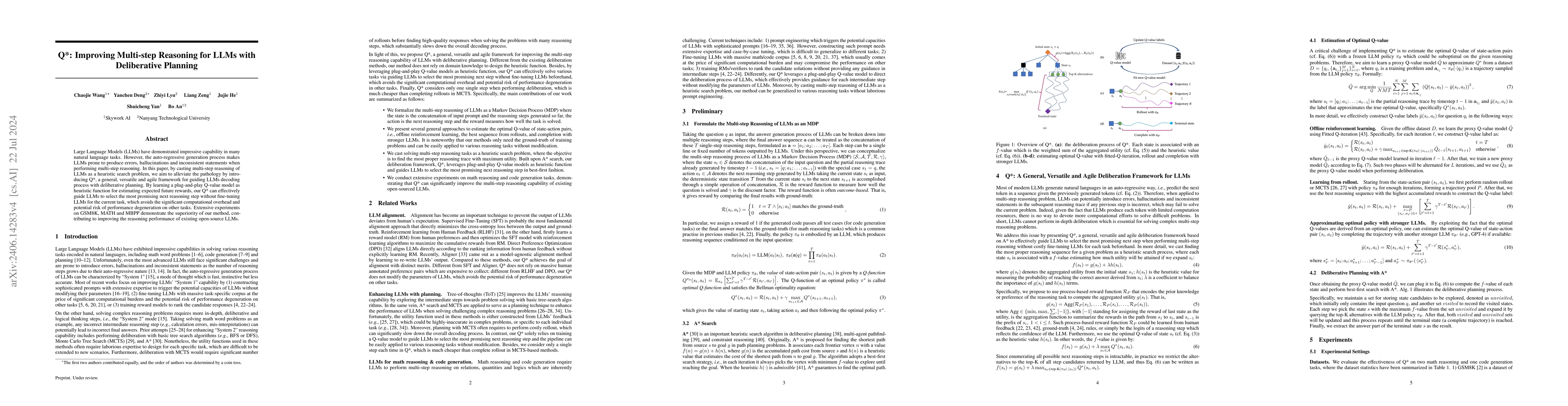 Thumbnail for Q*: Improving Multi-step Reasoning for LLMs with Deliberative Planning