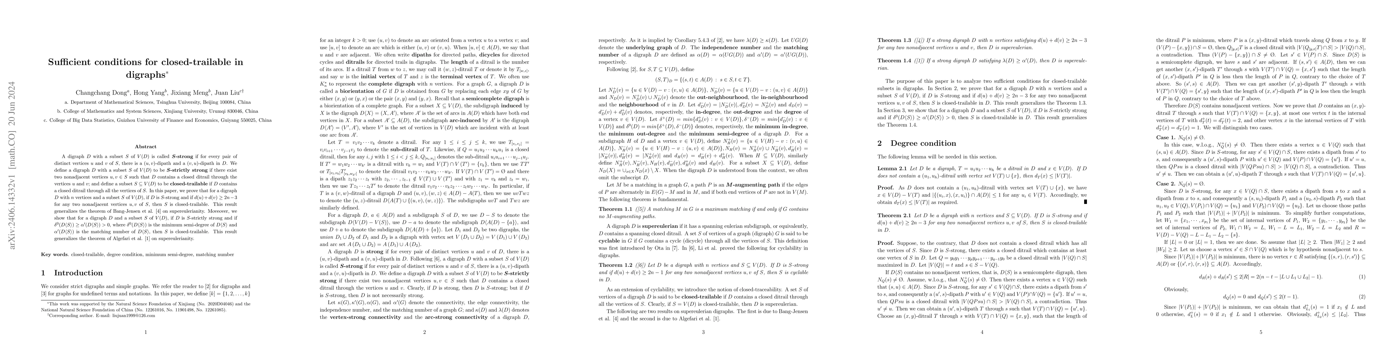 Thumbnail for Sufficient conditions for closed-trailable in digraphs