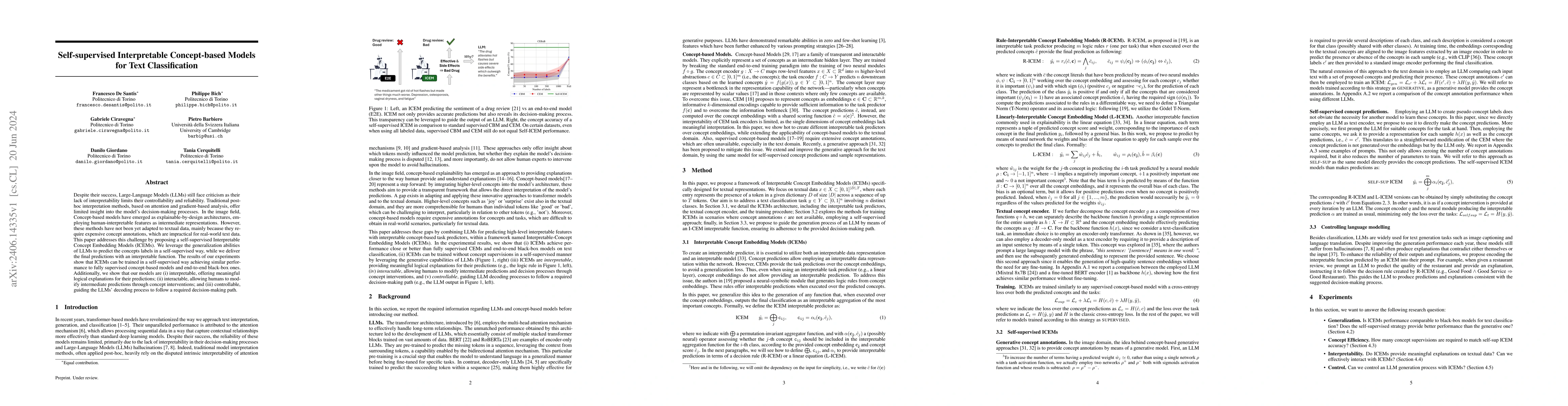 Thumbnail for Self-supervised Interpretable Concept-based Models for Text
  Classification