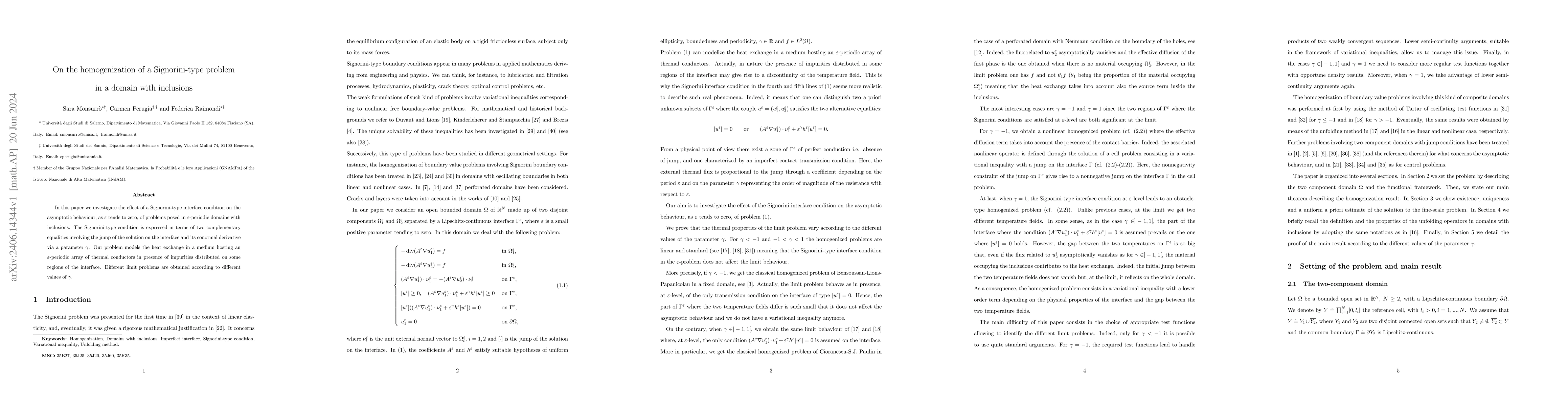 Thumbnail for On the homogenization of a Signorini-type problem in a domain with
  inclusions